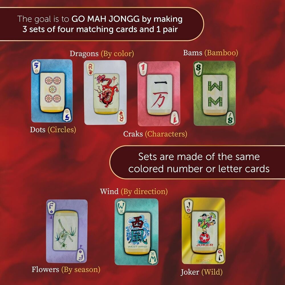 Mah Jongg Card Game - Official Play - Winning Moves Games COMPLETE - Picture 3 of 4